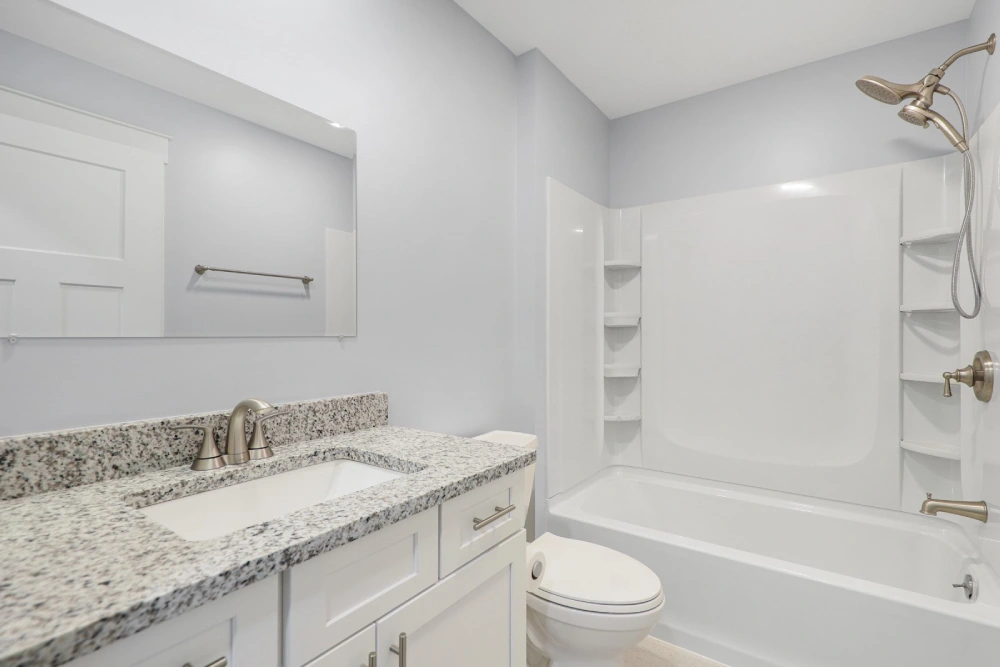 Stylish Saginaw bathroom renovation with new vanity and tub